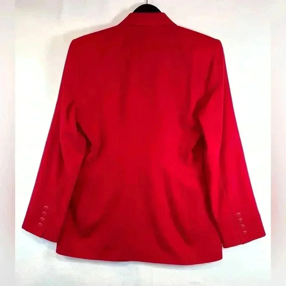 Austin Reed 100% wool double breasted blazer jacket size 6 holiday party USA red - Picture 10 of 11